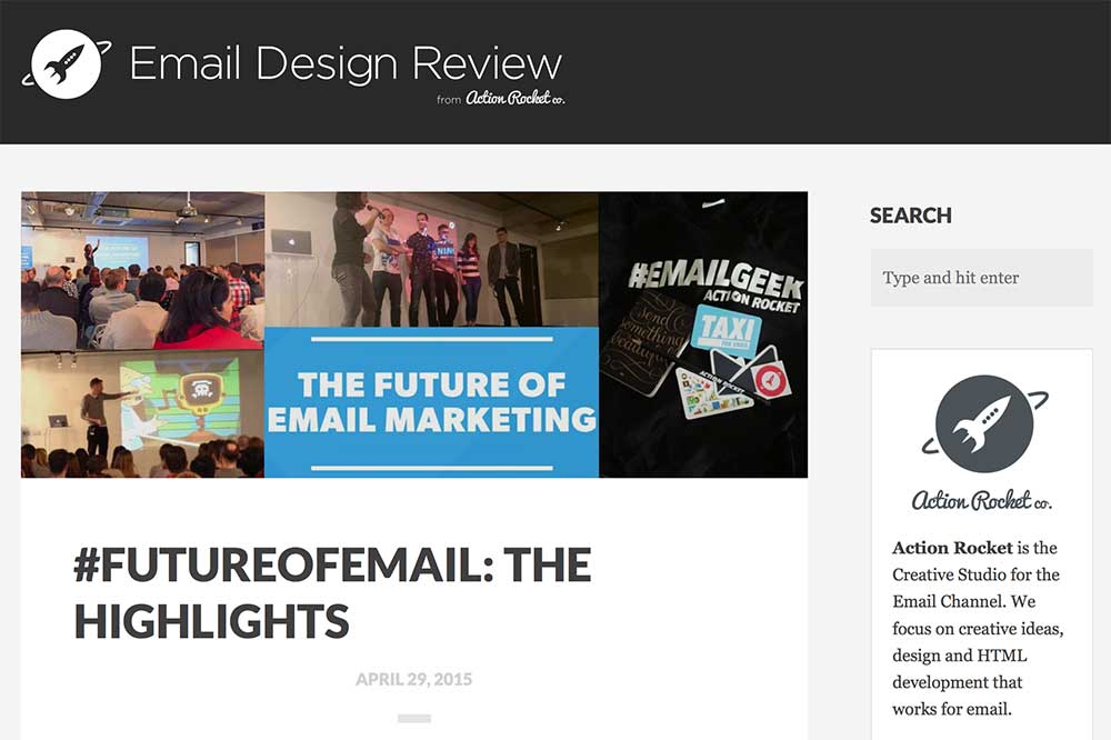 Action Rockets email design blog includes lots of email design resources