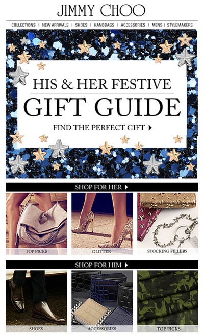 Jimmy Choo Gifting Guide Holiday Email Marketing Tips