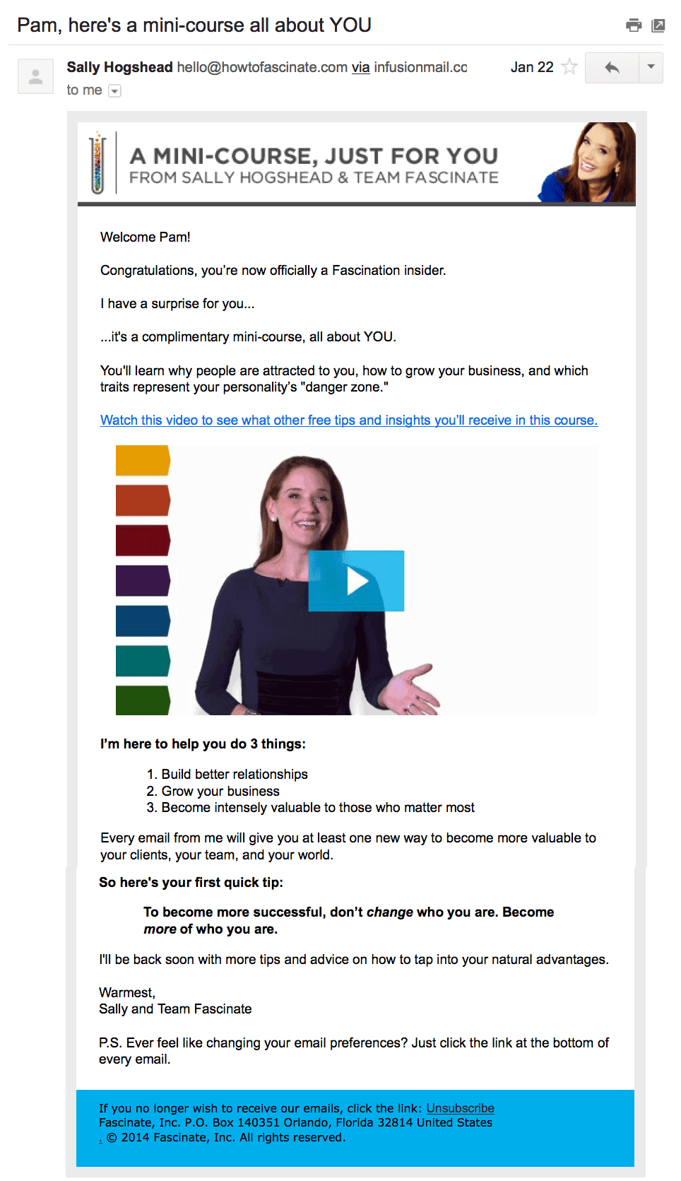 another example of what looks like a video in an email, but is actually an image