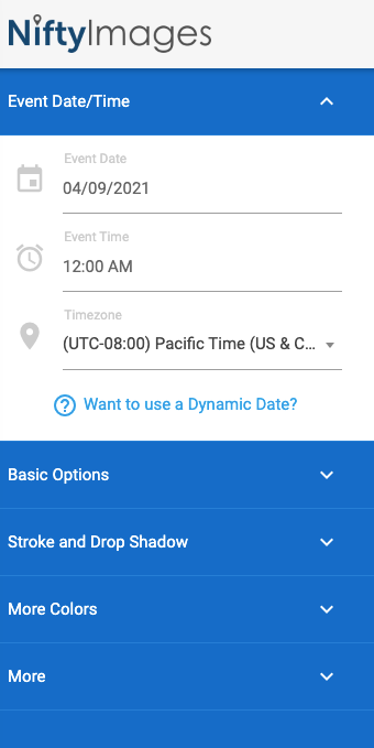 Set event date and time.